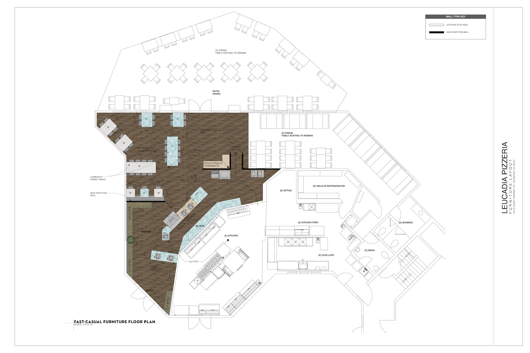 Leucadia Pizza Encinitas floor plans and design of restaurant kitchen